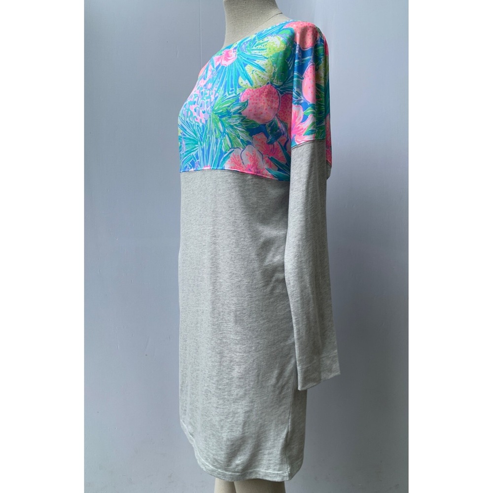 Lilly Pulitzer Dress Medium Gray Long Sleeve Swizzle In Finn T Shirt - Picture 6 of 12